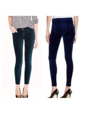 J. Crew blue velvet toothpick pants Sz 28T